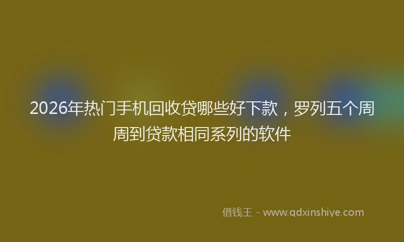 2026年热门手机回收贷哪些好下款,罗列五个周周到贷款相同系列的软件