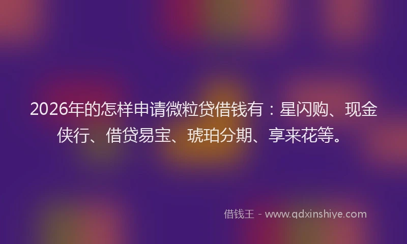 2026年的怎样申请微粒贷借钱有：星闪购、现金侠行、借贷易宝、琥珀分期、享来花等。