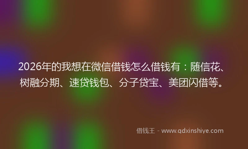 2026年的我想在微信借钱怎么借钱有：随信花、树融分期、速贷钱包、分子贷宝、美团闪借等。