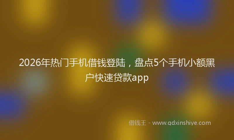 2026年热门手机借钱登陆，盘点5个手机小额黑户快速贷款app