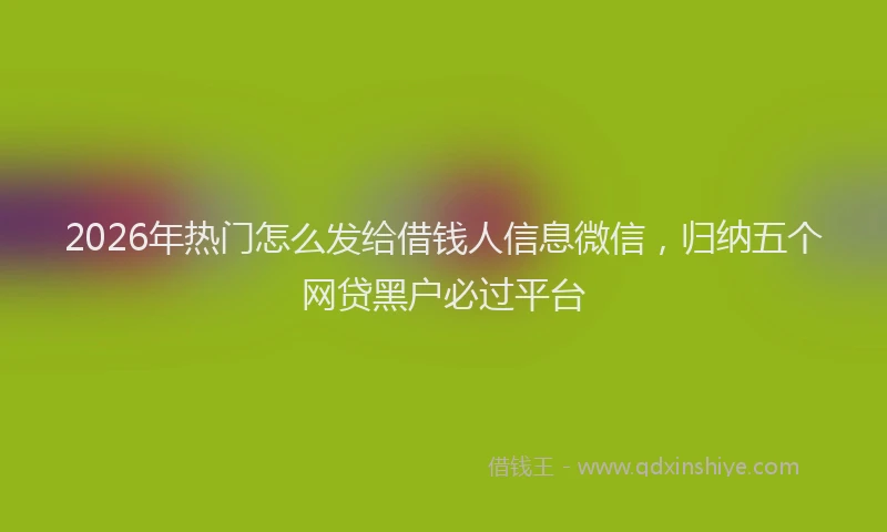 2026年热门怎么发给借钱人信息微信，归纳五个网贷黑户必过平台