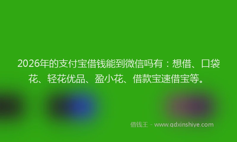 2026年的支付宝借钱能到微信吗有：想借、口袋花、轻花优品、盈小花、借款宝速借宝等。