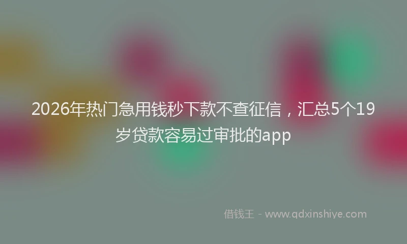 2026年热门急用钱秒下款不查征信，汇总5个19岁贷款容易过审批的app