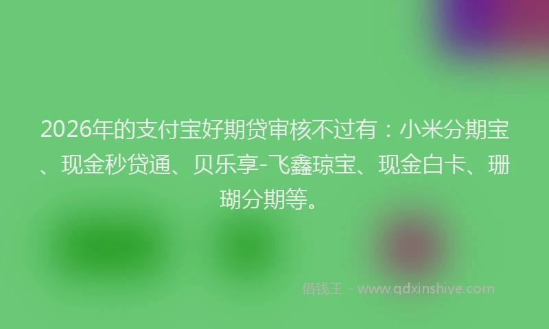 2026年的支付宝好期贷审核不过有：小米分期宝、现金秒贷通、贝乐享-飞鑫琼宝、现金白卡、珊瑚分期等。