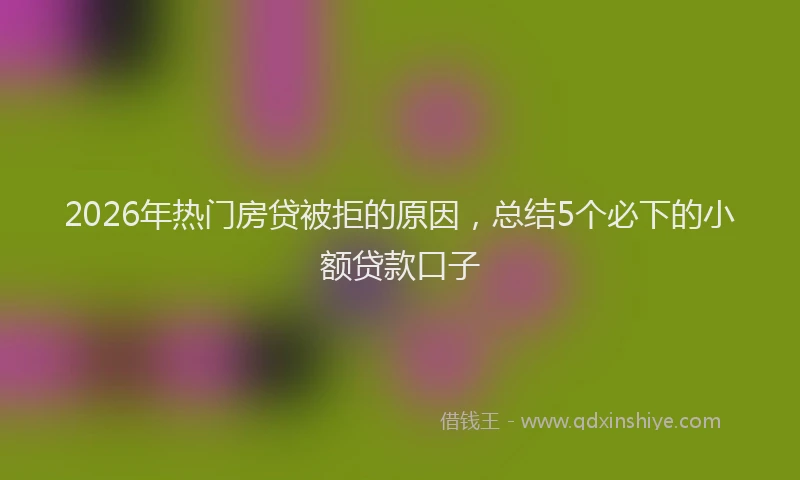 2026年热门房贷被拒的原因，总结5个必下的小额贷款口子