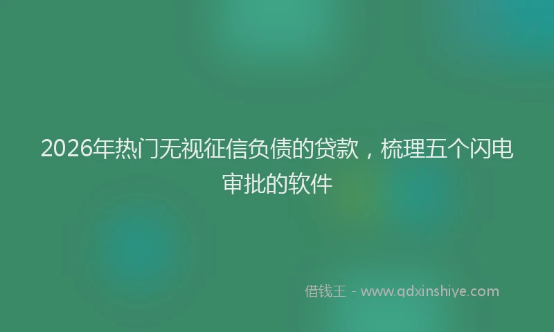 2026年热门无视征信负债的贷款，梳理五个闪电审批的软件