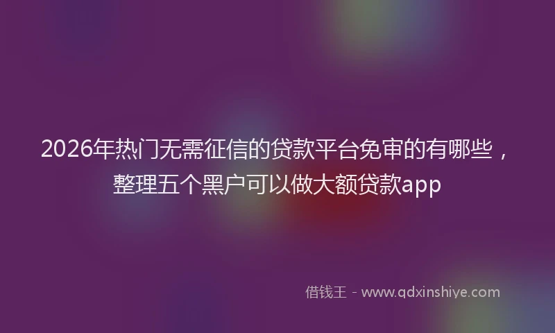 2026年热门无需征信的贷款平台免审的有哪些，整理五个黑户可以做大额贷款app