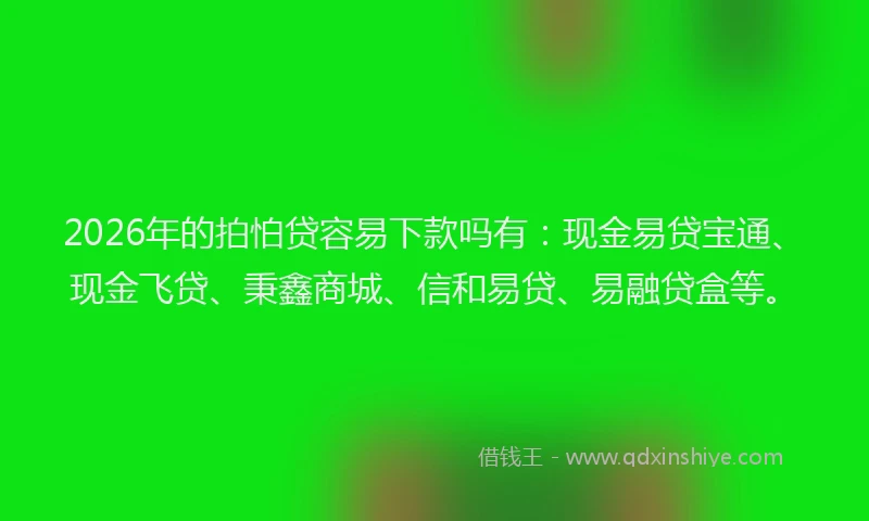 2026年的拍怕贷容易下款吗有：现金易贷宝通、现金飞贷、秉鑫商城、信和易贷、易融贷盒等。