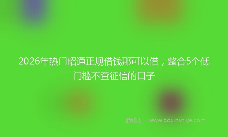 2026年热门昭通正规借钱那可以借，整合5个低门槛不查征信的口子