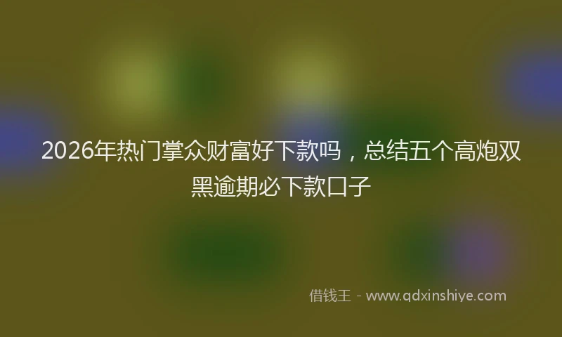 2026年热门掌众财富好下款吗,总结五个高炮双黑逾期必下款口子