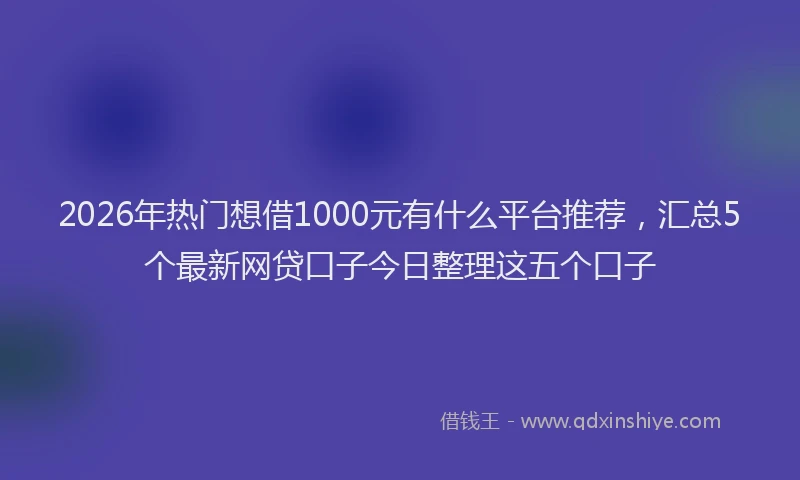 2026年热门想借1000元有什么平台推荐，汇总5个最新网贷口子今日整理这五个口子
