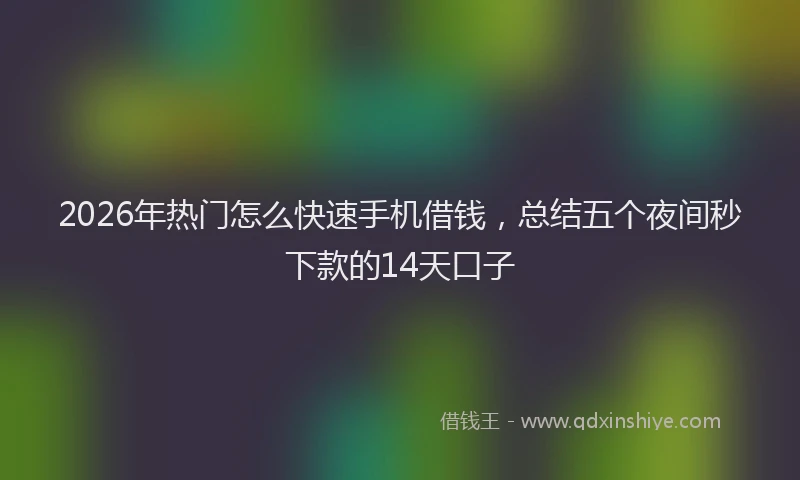 2026年热门怎么快速手机借钱，总结五个夜间秒下款的14天口子