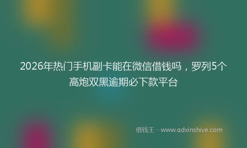 2026年热门手机副卡能在微信借钱吗，罗列5个高炮双黑逾期必下款平台
