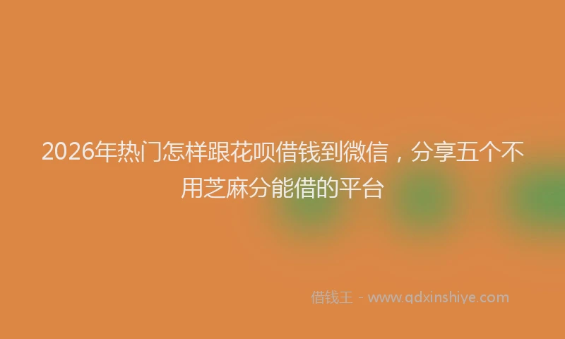2026年热门怎样跟花呗借钱到微信，分享五个不用芝麻分能借的平台