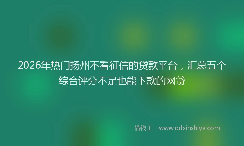2026年热门扬州不看征信的贷款平台，汇总五个综合评分不足也能下款的网贷