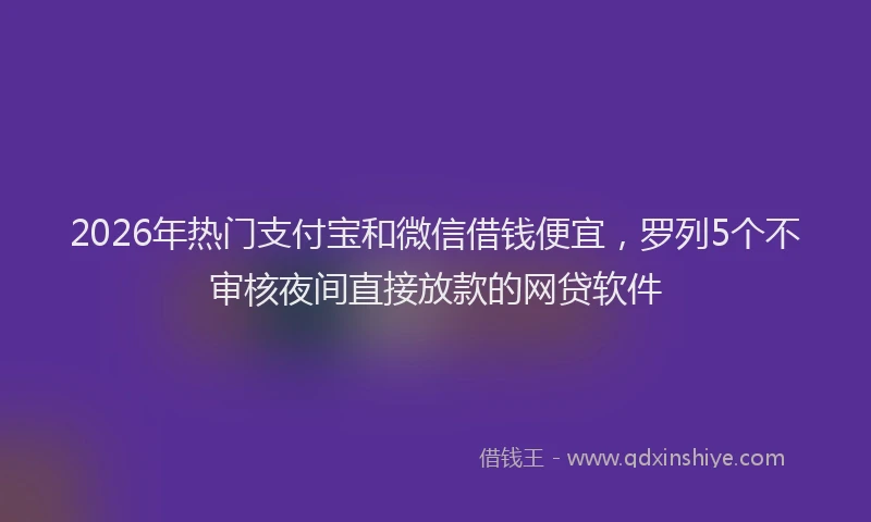2026年热门支付宝和微信借钱便宜，罗列5个不审核夜间直接放款的网贷软件