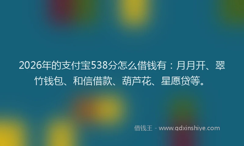 2026年的支付宝538分怎么借钱有：月月开、翠竹钱包、和信借款、葫芦花、星愿贷等。