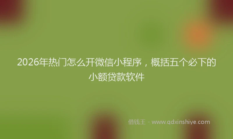 2026年热门怎么开微信小程序，概括五个必下的小额贷款软件