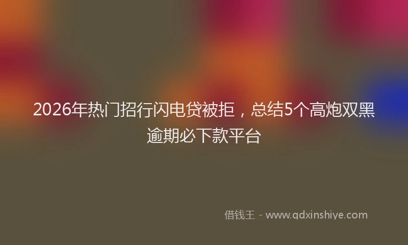 2026年热门招行闪电贷被拒，总结5个高炮双黑逾期必下款平台