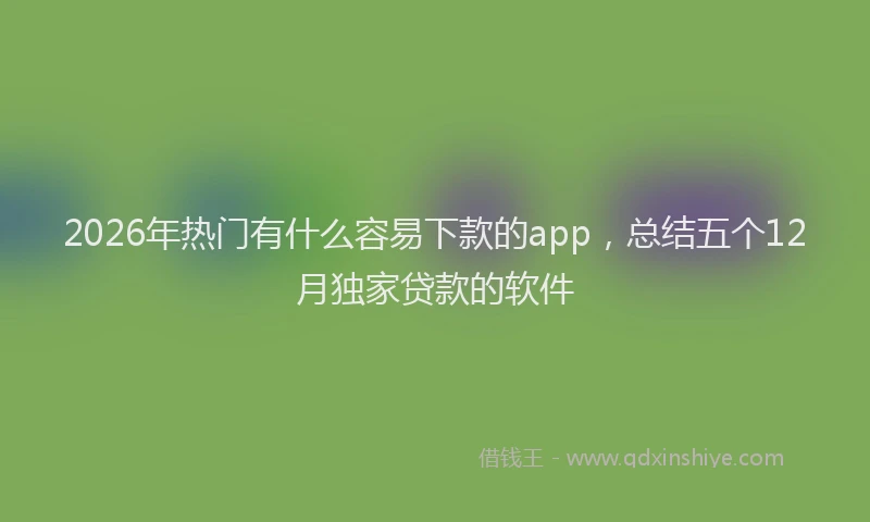 2026年热门有什么容易下款的app，总结五个12月独家贷款的软件