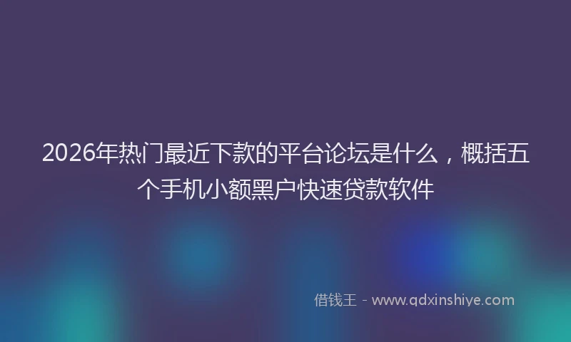 2026年热门最近下款的平台论坛是什么，概括五个手机小额黑户快速贷款软件