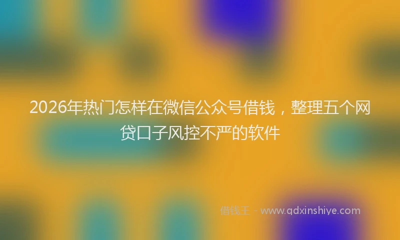 2026年热门怎样在微信公众号借钱,整理五个网贷口子风控不严的软件
