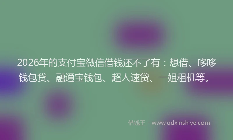 2026年的支付宝微信借钱还不了有：想借、哆哆钱包贷、融通宝钱包、超人速贷、一姐租机等。