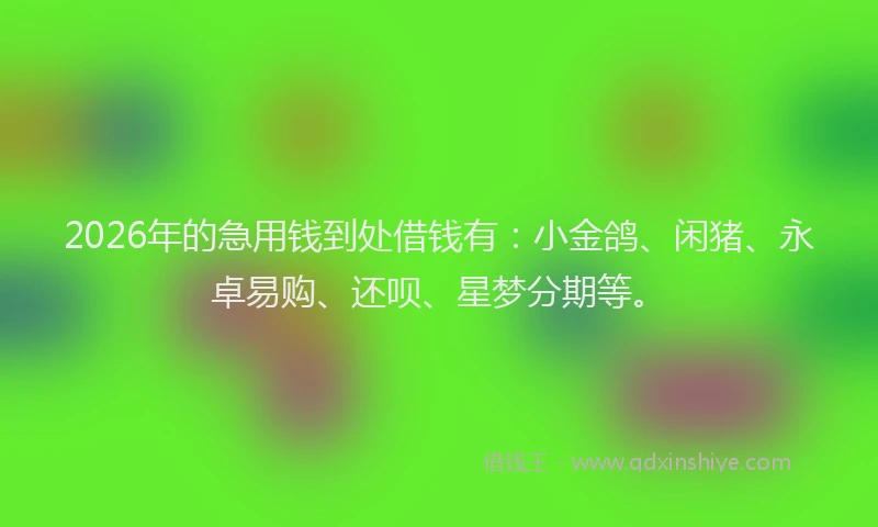 2026年的急用钱到处借钱有：小金鸽、闲猪、永卓易购、还呗、星梦分期等。
