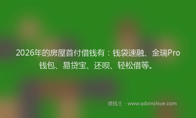 2026年的房屋首付借钱有：钱袋速融、金瑞Pro钱包、易贷宝、还呗、轻松借等。