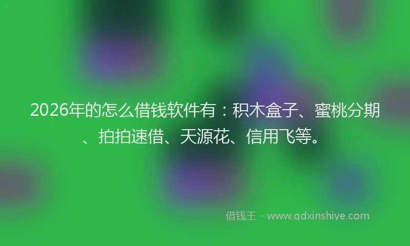 2026年的怎么借钱软件有：积木盒子、蜜桃分期、拍拍速借、天源花、信用飞等。
