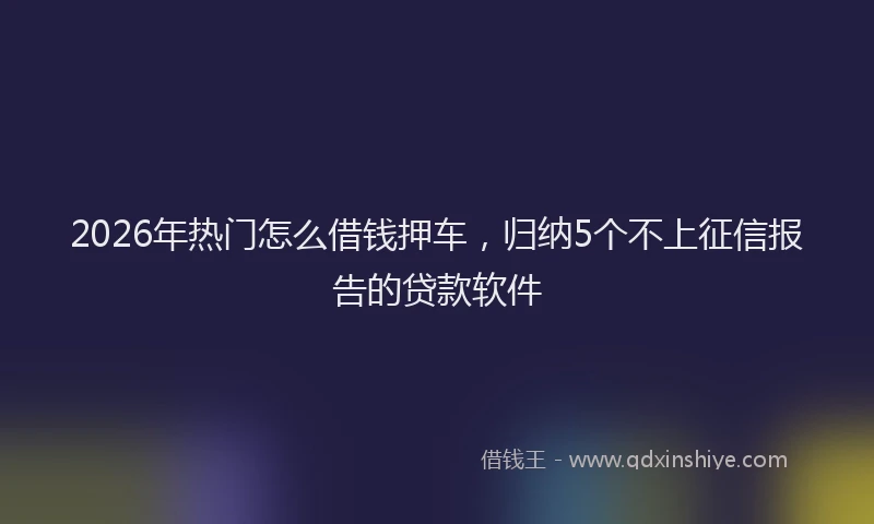 2026年热门怎么借钱押车，归纳5个不上征信报告的贷款软件