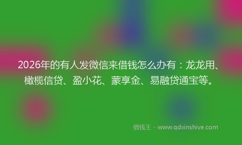2026年的有人发微信来借钱怎么办有：龙龙用、橄榄信贷、盈小花、蒙享金、易融贷通宝等。