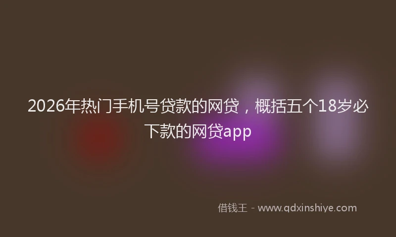 2026年热门手机号贷款的网贷，概括五个18岁必下款的网贷app
