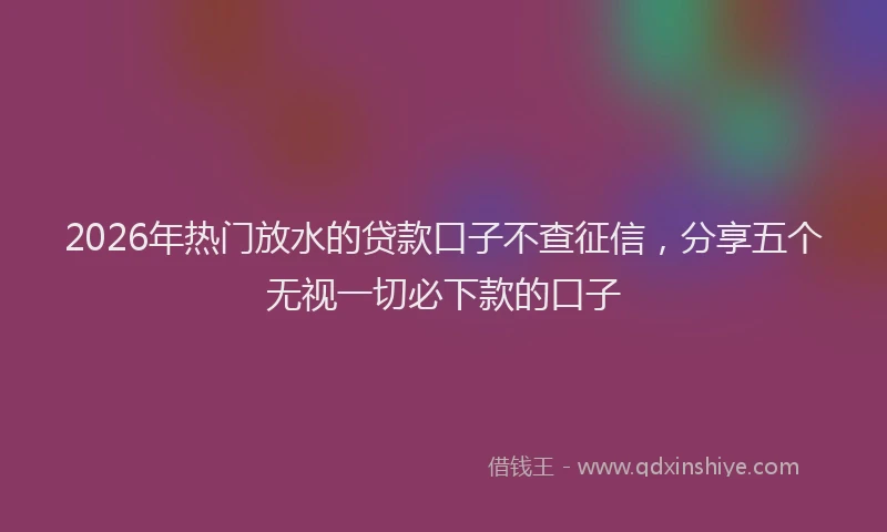 2026年热门放水的贷款口子不查征信，分享五个无视一切必下款的口子