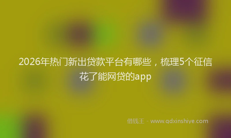 2026年热门新出贷款平台有哪些，梳理5个征信花了能网贷的app