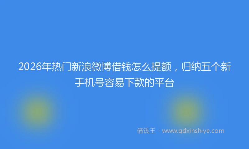 2026年热门新浪微博借钱怎么提额，归纳五个新手机号容易下款的平台
