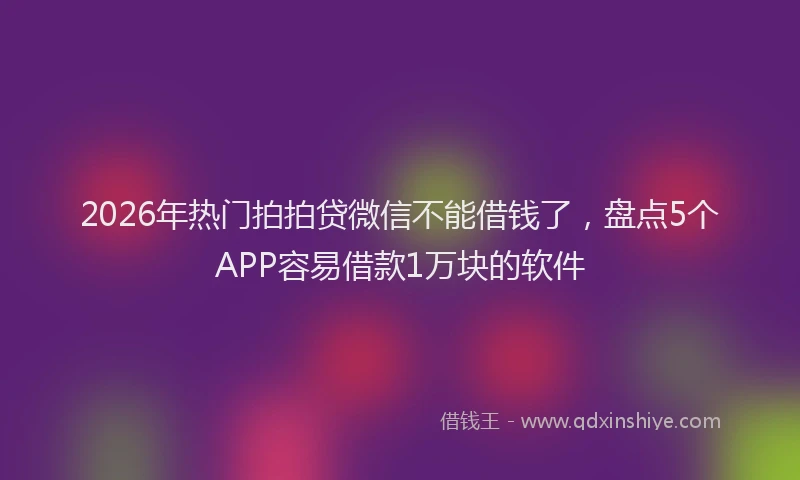 2026年热门拍拍贷微信不能借钱了，盘点5个APP容易借款1万块的软件