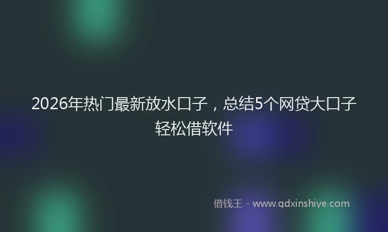2026年热门最新放水口子，总结5个网贷大口子轻松借软件