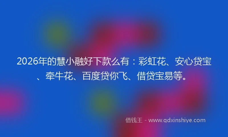 2026年的慧小融好下款么有：彩虹花、安心贷宝、牵牛花、百度贷你飞、借贷宝易等。