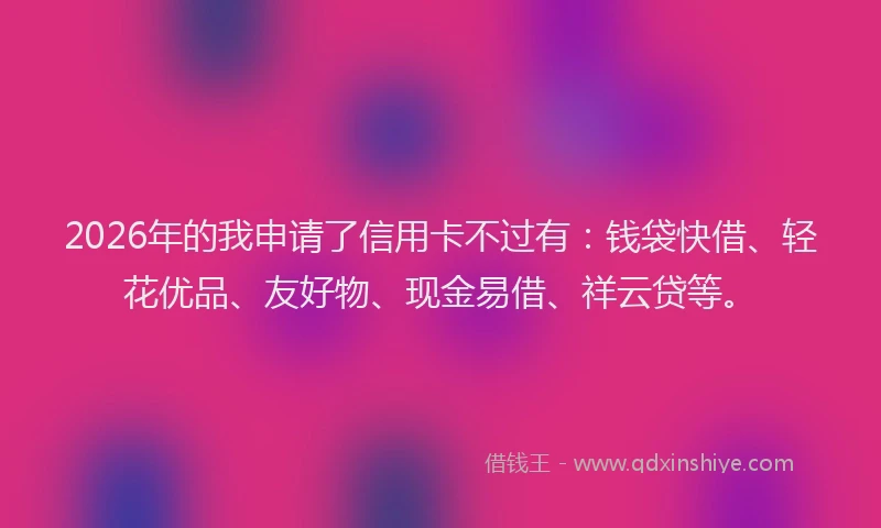 2026年的我申请了信用卡不过有：钱袋快借、轻花优品、友好物、现金易借、祥云贷等。