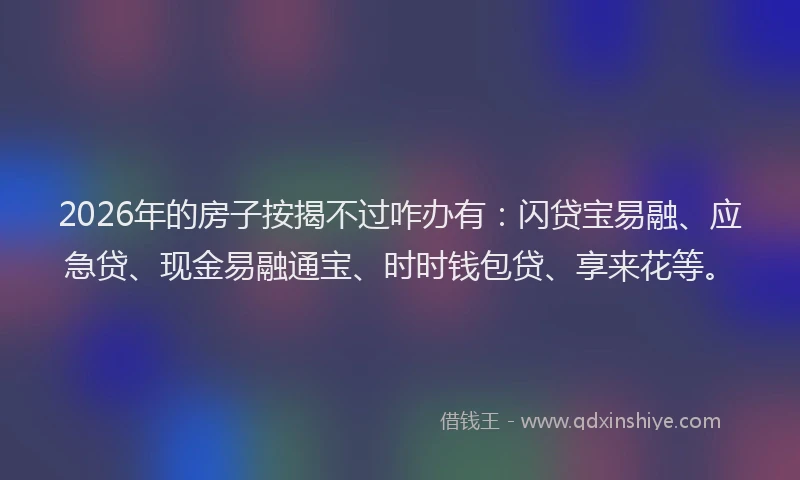 2026年的房子按揭不过咋办有：闪贷宝易融、应急贷、现金易融通宝、时时钱包贷、享来花等。