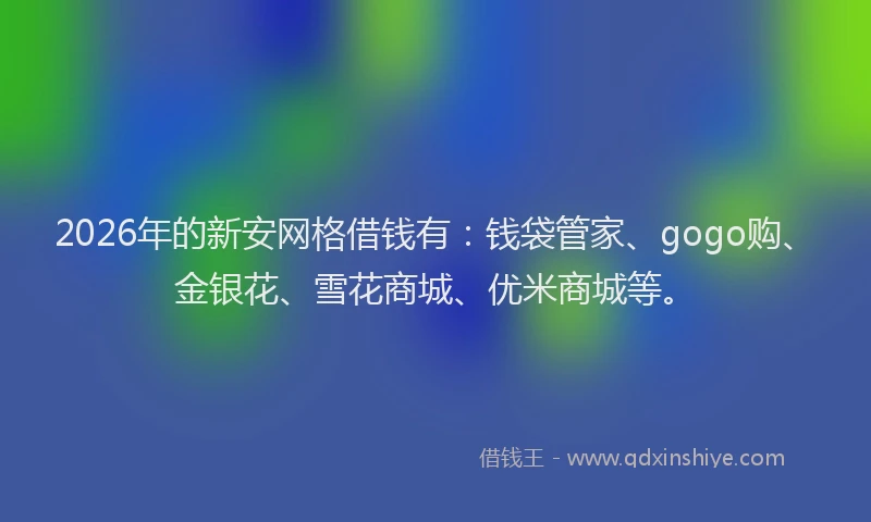 2026年的新安网格借钱有：钱袋管家、gogo购、金银花、雪花商城、优米商城等。