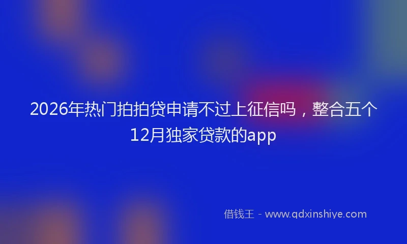 2026年热门拍拍贷申请不过上征信吗，整合五个12月独家贷款的app