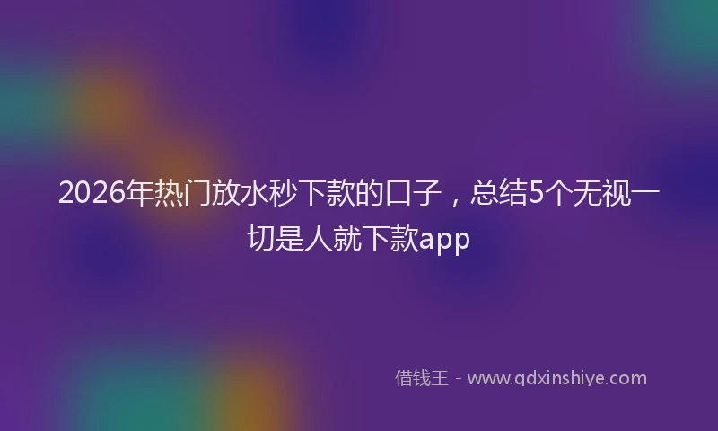 2026年热门放水秒下款的口子，总结5个无视一切是人就下款app