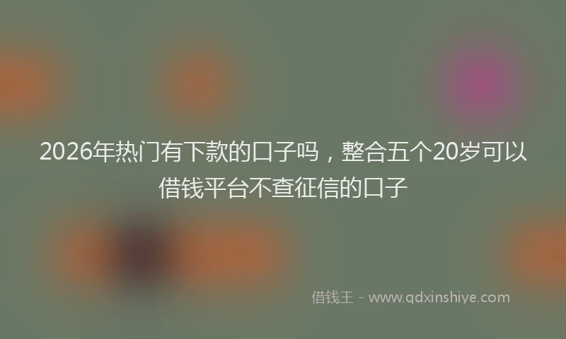 2026年热门有下款的口子吗，整合五个20岁可以借钱平台不查征信的口子