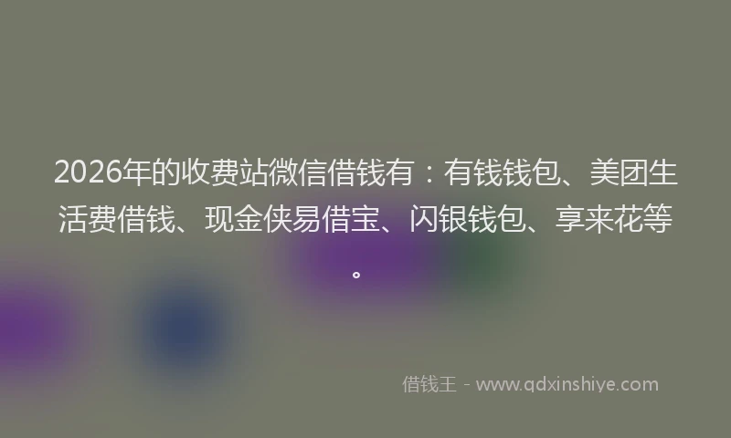2026年的收费站微信借钱有：有钱钱包、美团生活费借钱、现金侠易借宝、闪银钱包、享来花等。