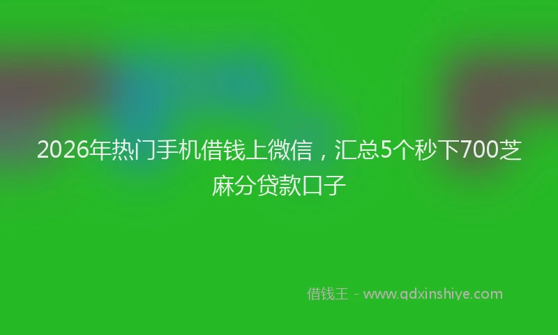 2026年热门手机借钱上微信,汇总5个秒下700芝麻分贷款口子