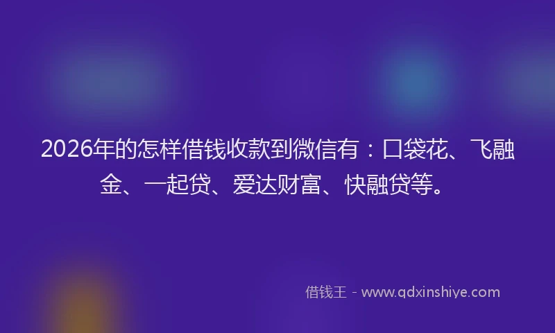 2026年的怎样借钱收款到微信有：口袋花、飞融金、一起贷、爱达财富、快融贷等。