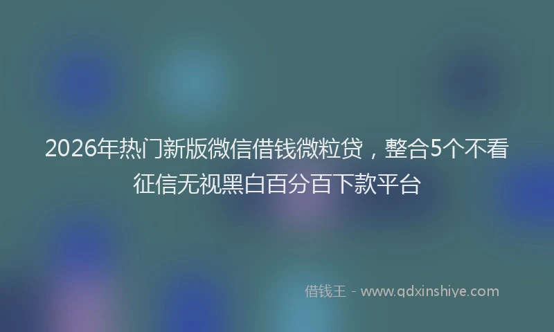 2026年热门新版微信借钱微粒贷，整合5个不看征信无视黑白百分百下款平台