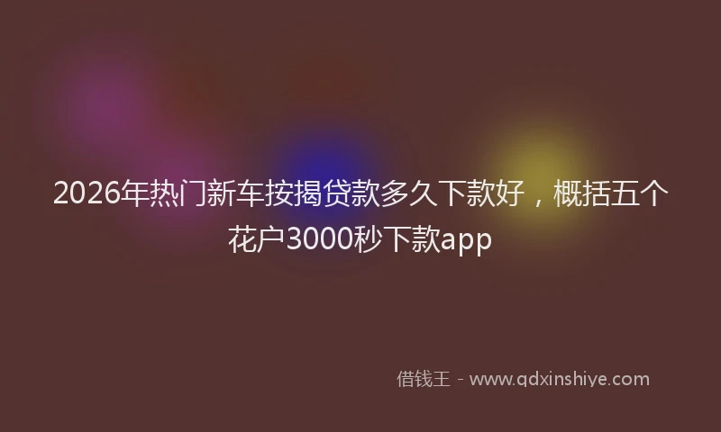 2026年热门新车按揭贷款多久下款好，概括五个花户3000秒下款app